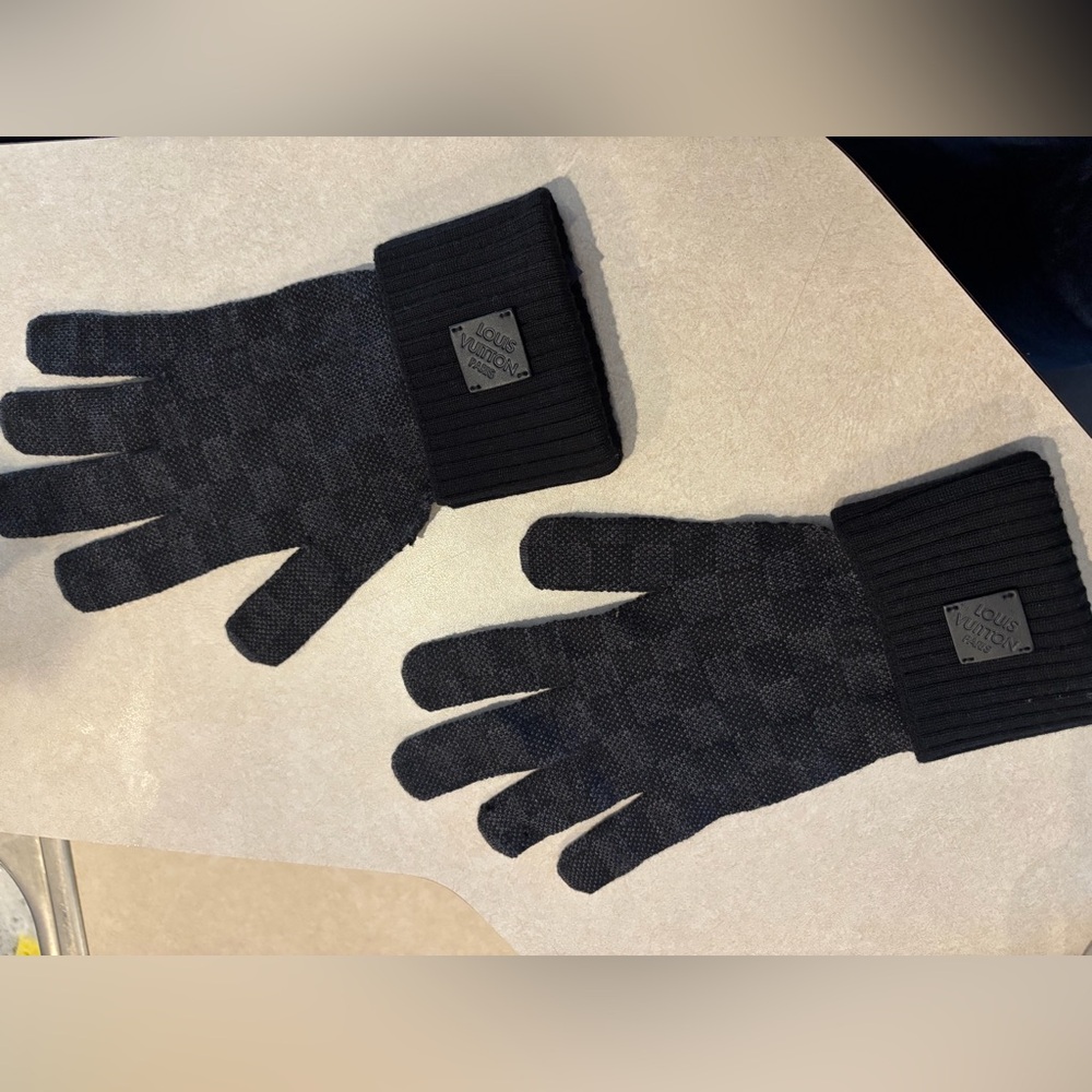 Black Checkered Louis Vuitton Gloves